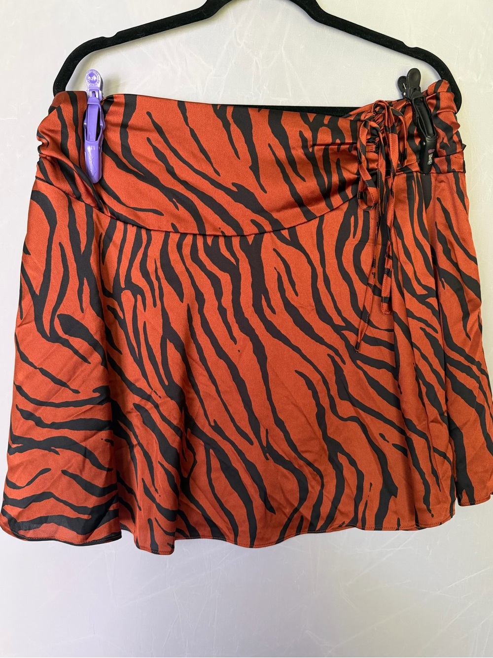 Bar III Satin Tiger Print Mini Skirt XXL